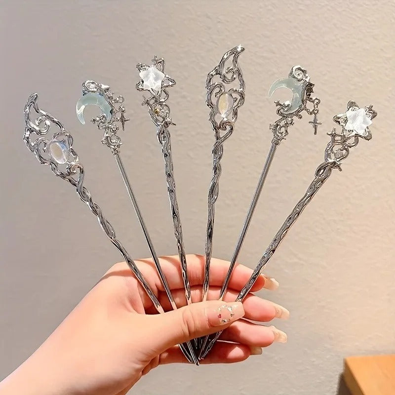 High-grade Starry Sky Moonstone Tassel Hairpin