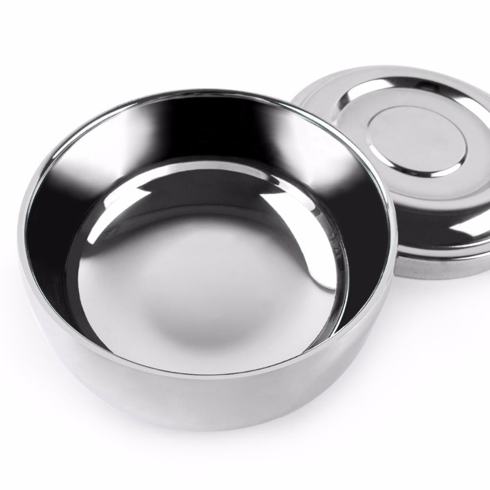 Men'S Silver Shaving Soap Bowl Stainless Steel Shaving Soap Bowl Shaving Brush Holder