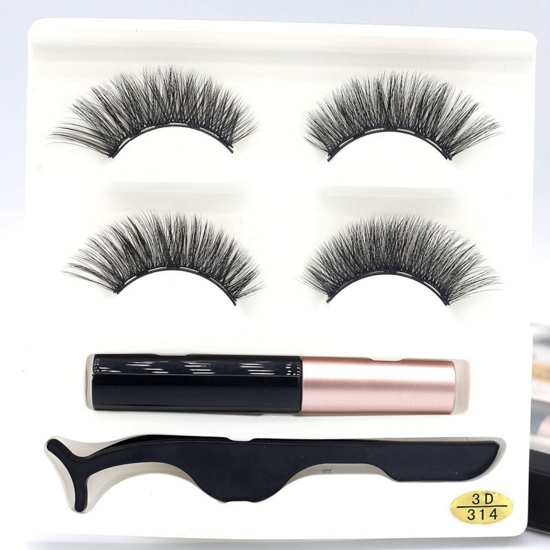 European And American Foreign Trade Manufacturers Two Pairs of Thick Magnetic Eyeliner Set 3D Magnet False Eyelashes Direct Supply
