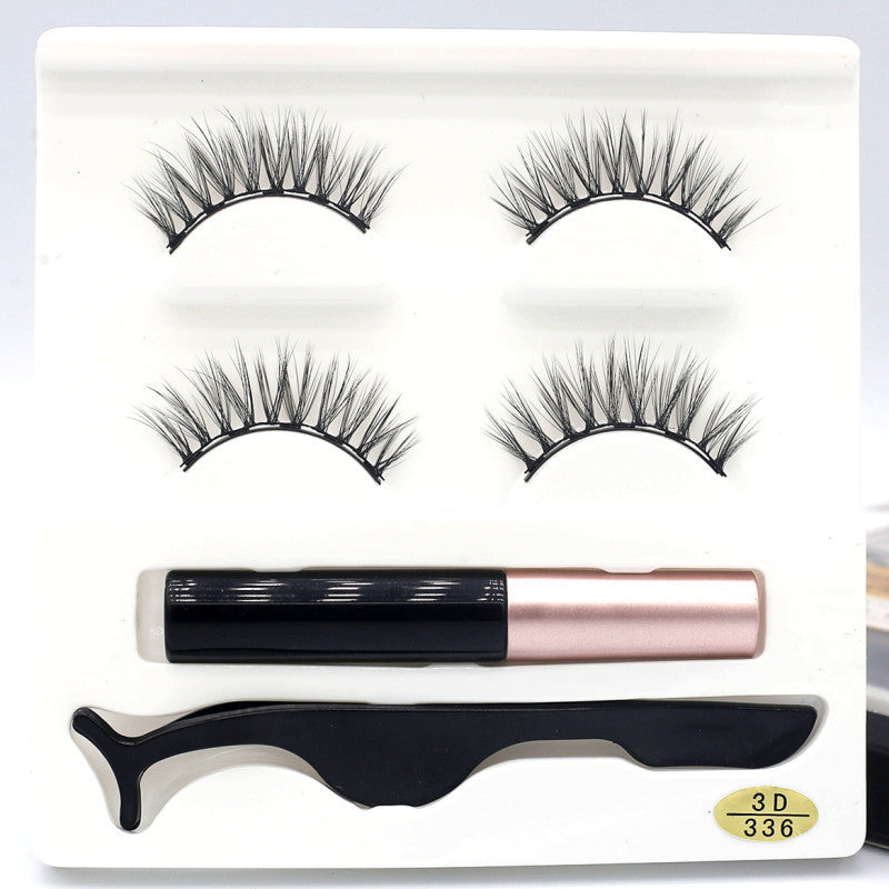 European And American Foreign Trade Manufacturers Two Pairs of Thick Magnetic Eyeliner Set 3D Magnet False Eyelashes Direct Supply