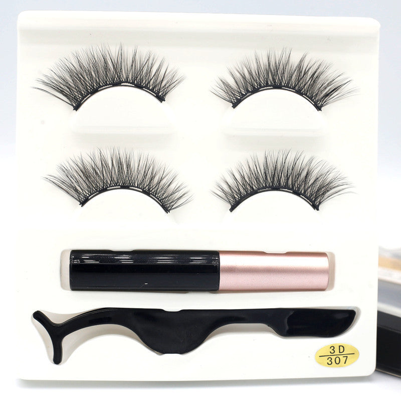 European And American Foreign Trade Manufacturers Two Pairs of Thick Magnetic Eyeliner Set 3D Magnet False Eyelashes Direct Supply