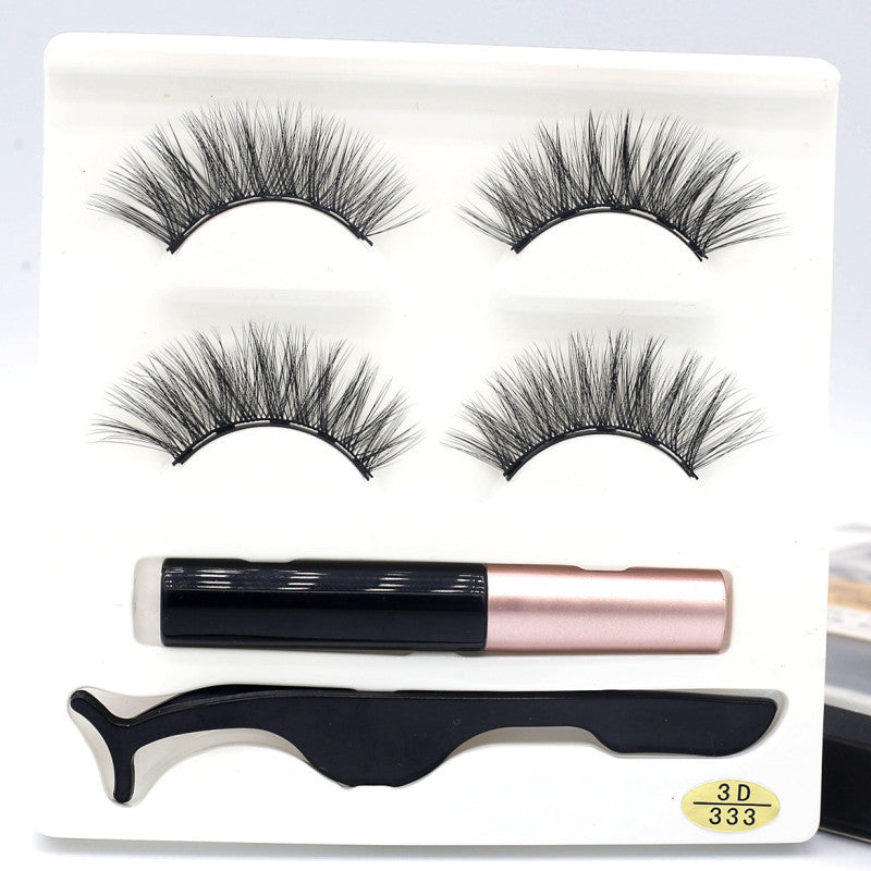 European And American Foreign Trade Manufacturers Two Pairs of Thick Magnetic Eyeliner Set 3D Magnet False Eyelashes Direct Supply