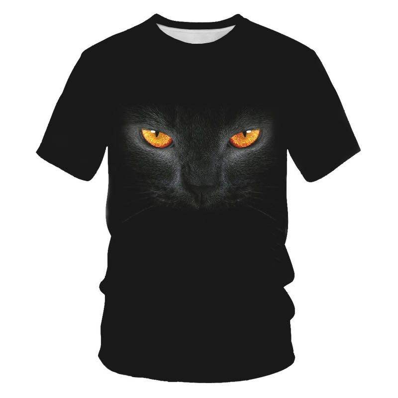 Digital Print Short Sleeve Cute Cat Men's T-shirt