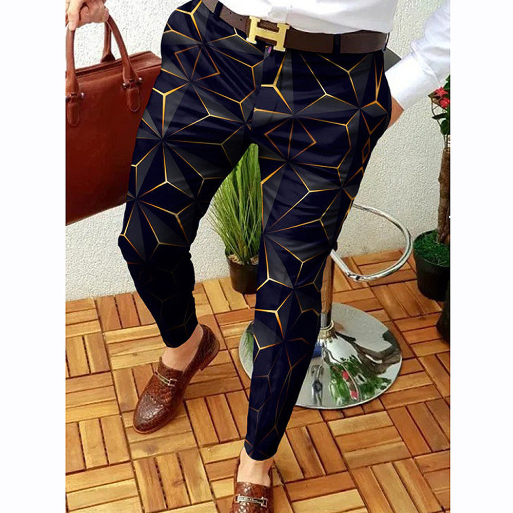 Casual Abstract Contrast Micro-stretch Trousers