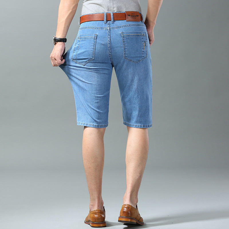 Thin Ice Silk Men's Stretch 7-quarter Denim Shorts