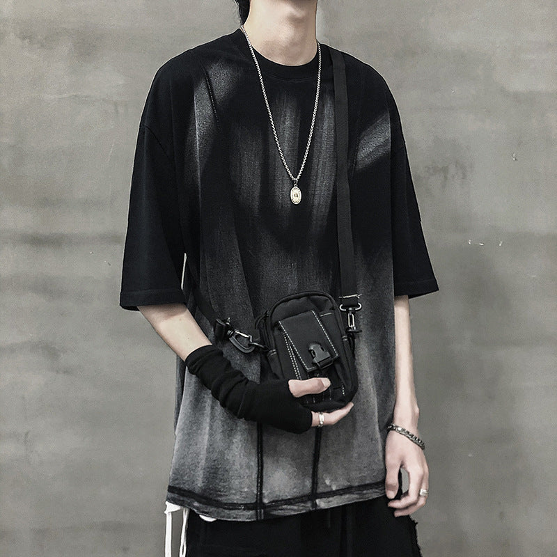 Dark water washing process short sleeve