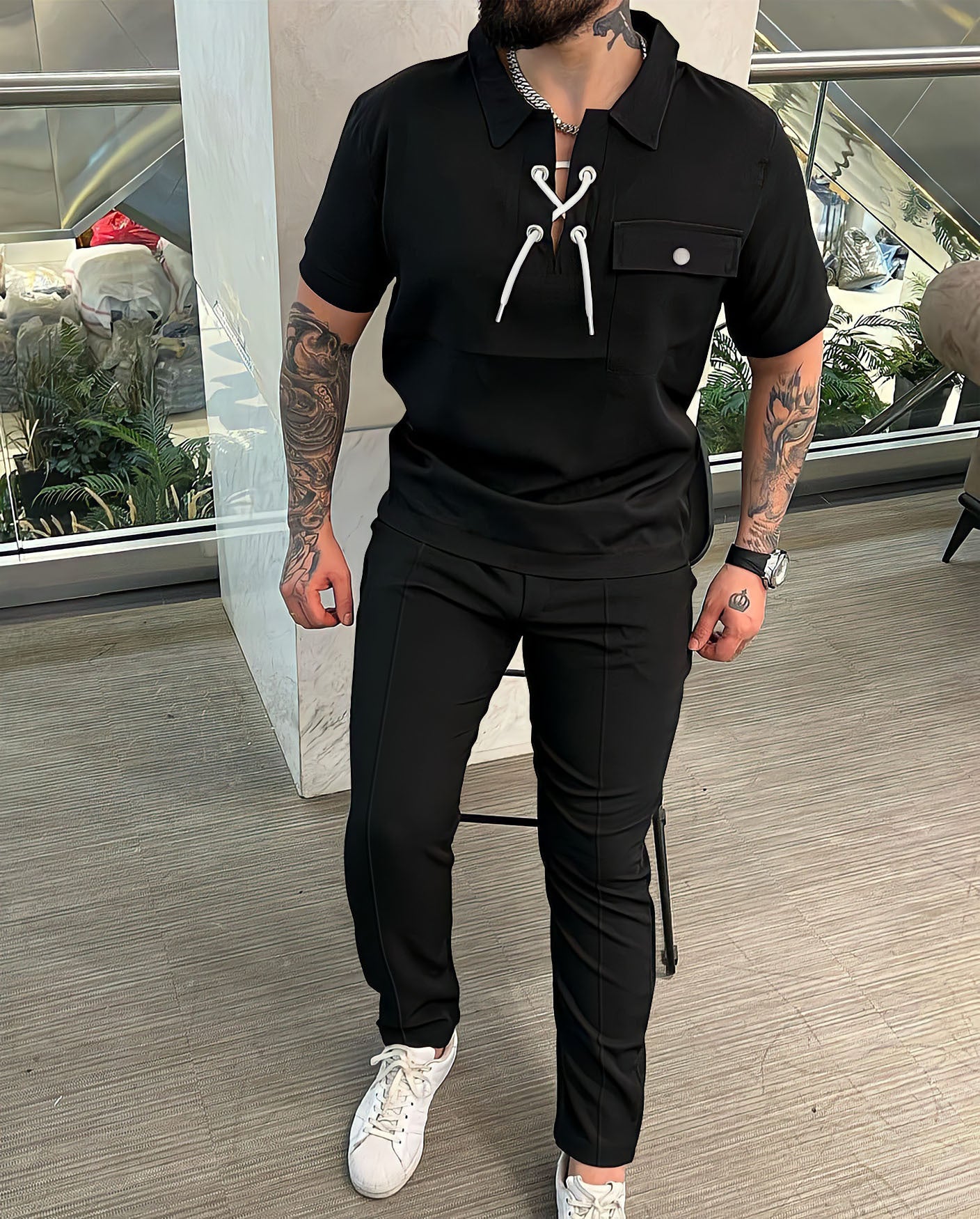 Men's Shirt Casual T-shirt Short Sleeve Trousers