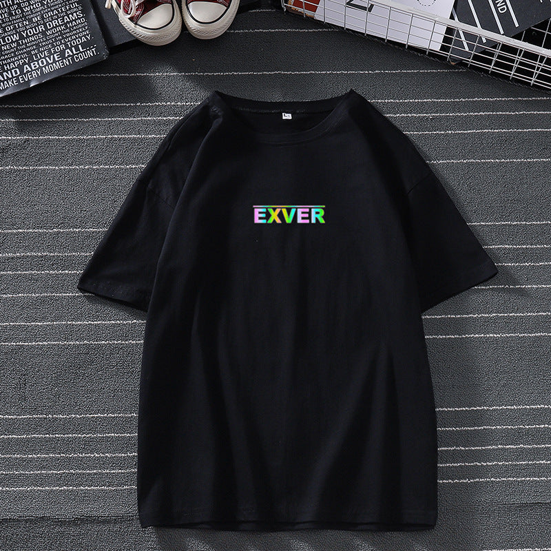 Laser colorful reflective short-sleeved T-shirt