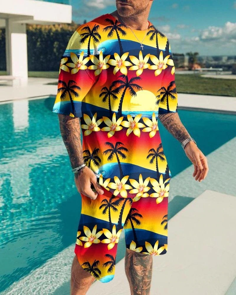 Digital Printing Men's T-shirt Sports Suit