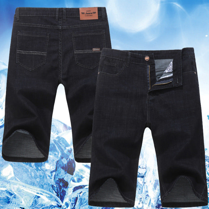 Thin Ice Silk Men's Stretch 7-quarter Denim Shorts