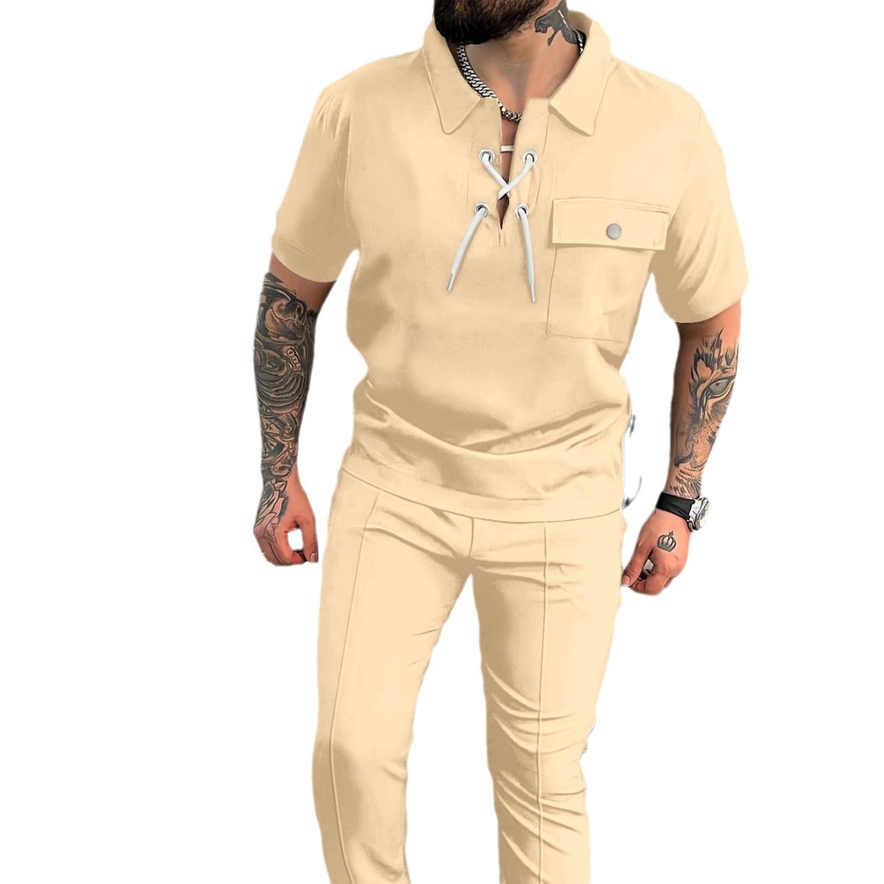 Men's Shirt Casual T-shirt Short Sleeve Trousers