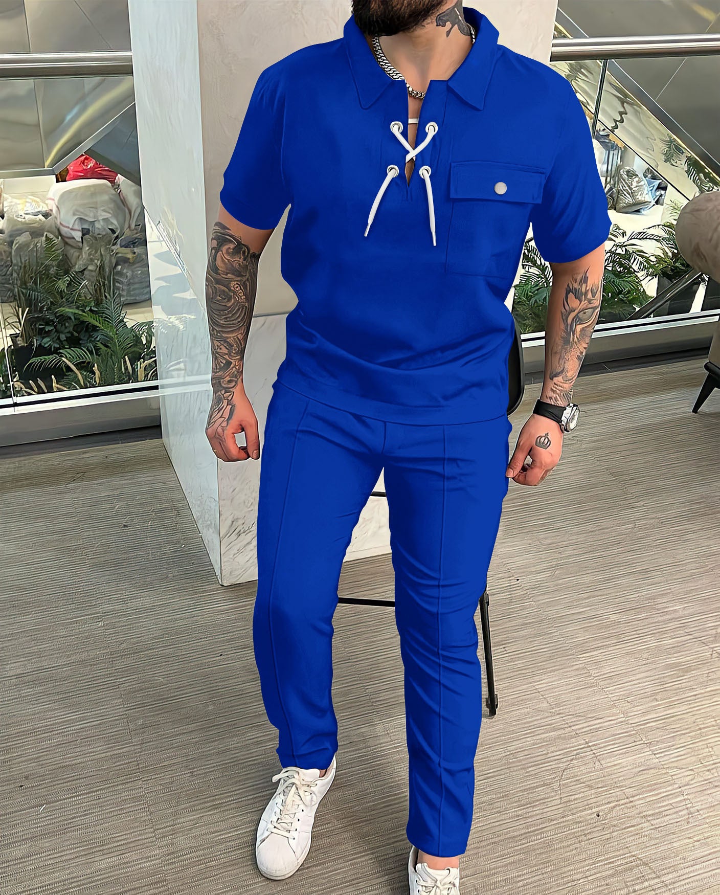 Men's Shirt Casual T-shirt Short Sleeve Trousers