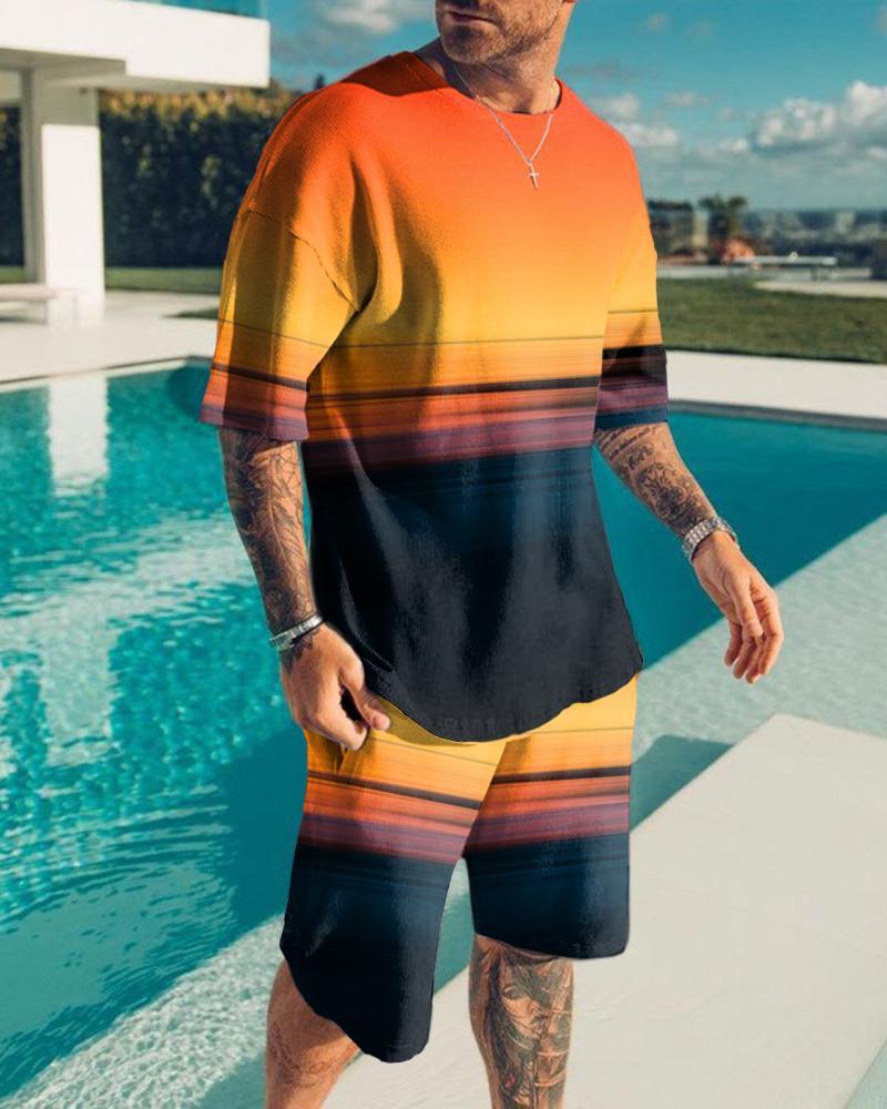 Digital Printing Men's T-shirt Sports Suit