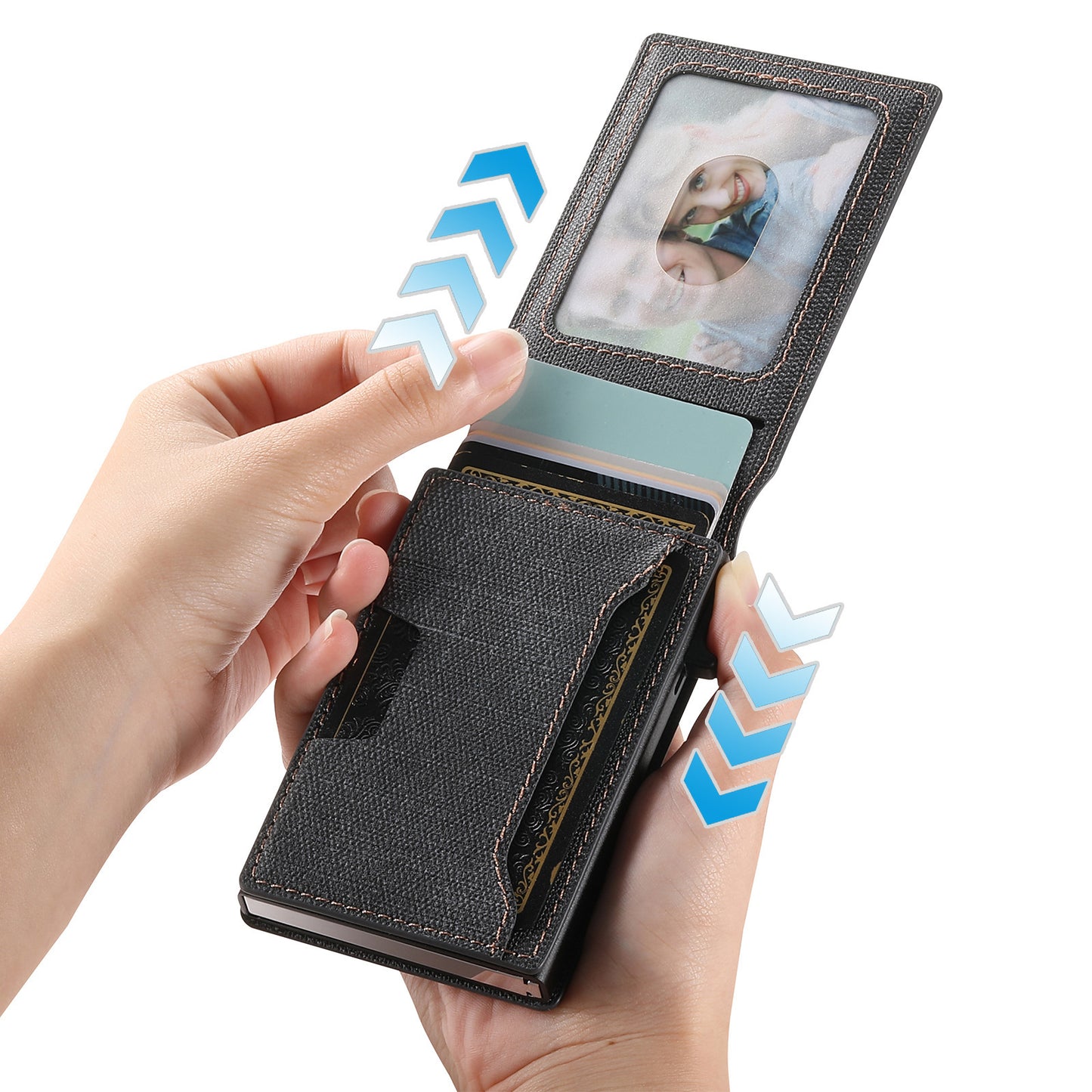 Men's Denim Grain Frosted Leather Card Box Wallet