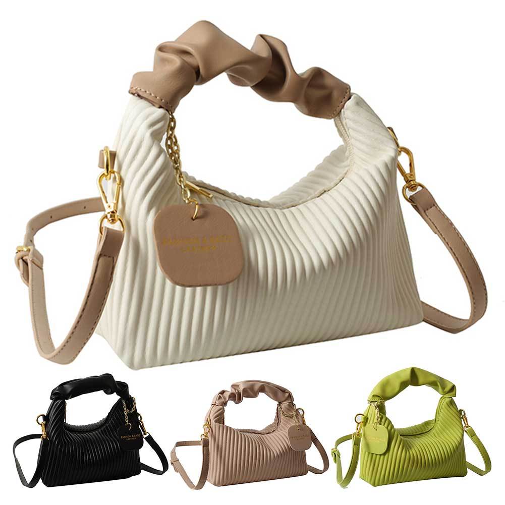 Women Fashion Crossbody Bag PU Leather Pleated Cloud Small Tote Bags Casual Simple Elegant Temperament Messenger Bags iTouch Exclusive Boutique