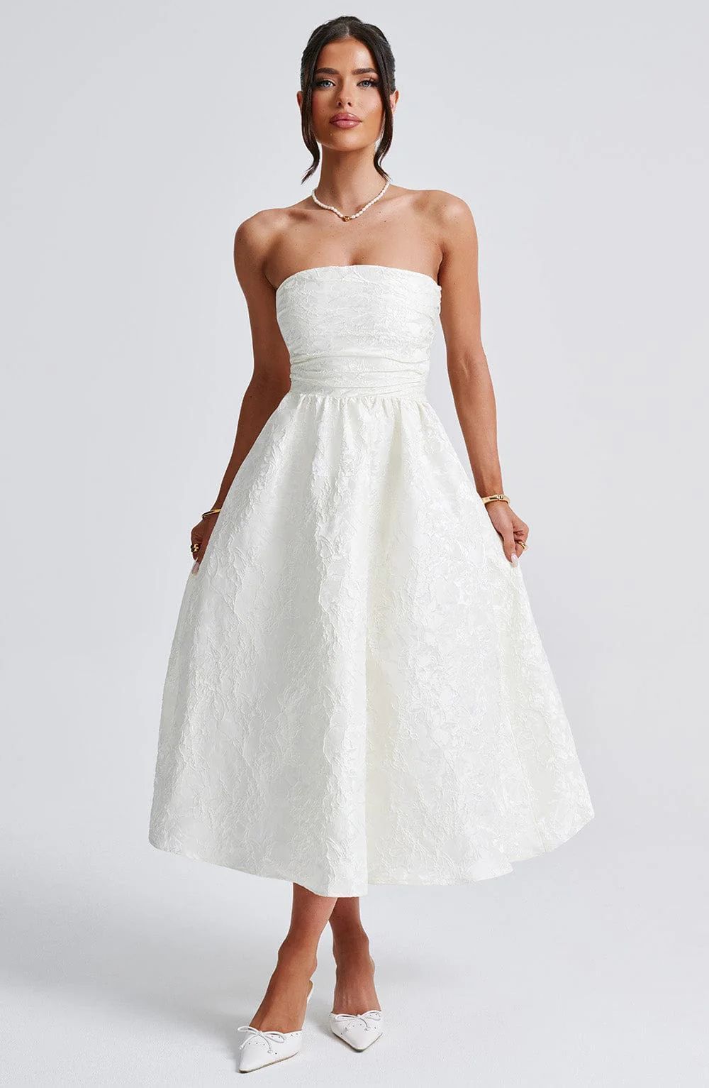 Women's Slim-fit Jacquard Satin Tube Top Dress