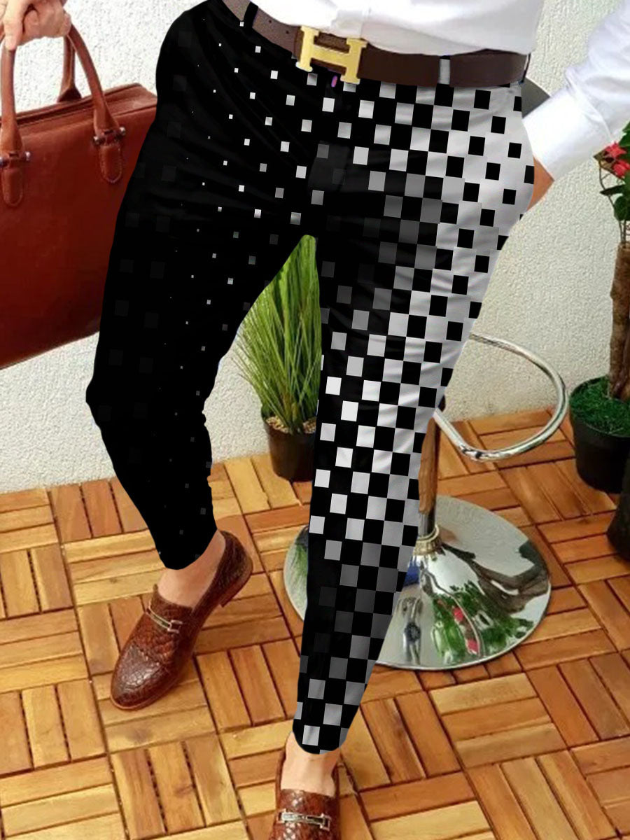 Casual Abstract Contrast Micro-stretch Trousers