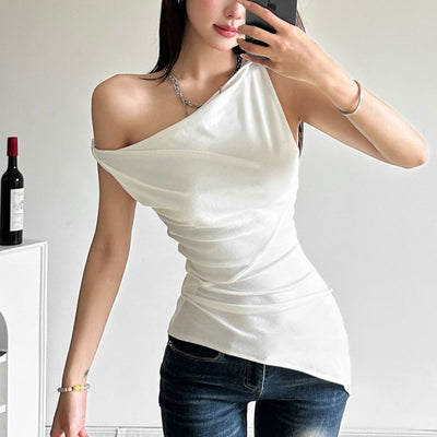 Women's Multi-wear Collarbone Thin Shoulder T-shirt Summer itouch exclusive botique