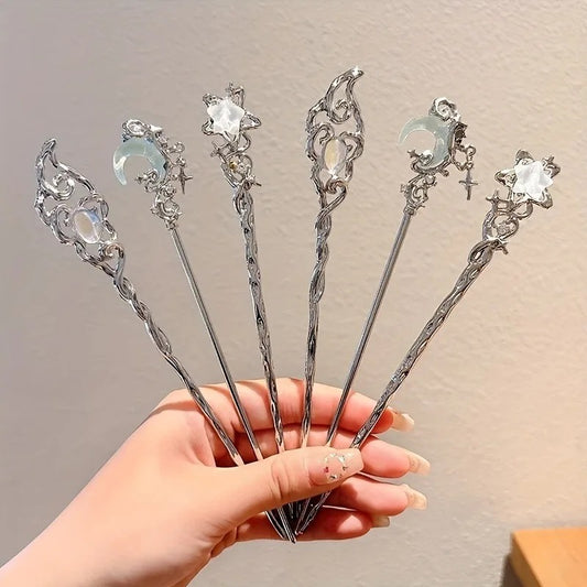 High-grade Starry Sky Moonstone Tassel Hairpin