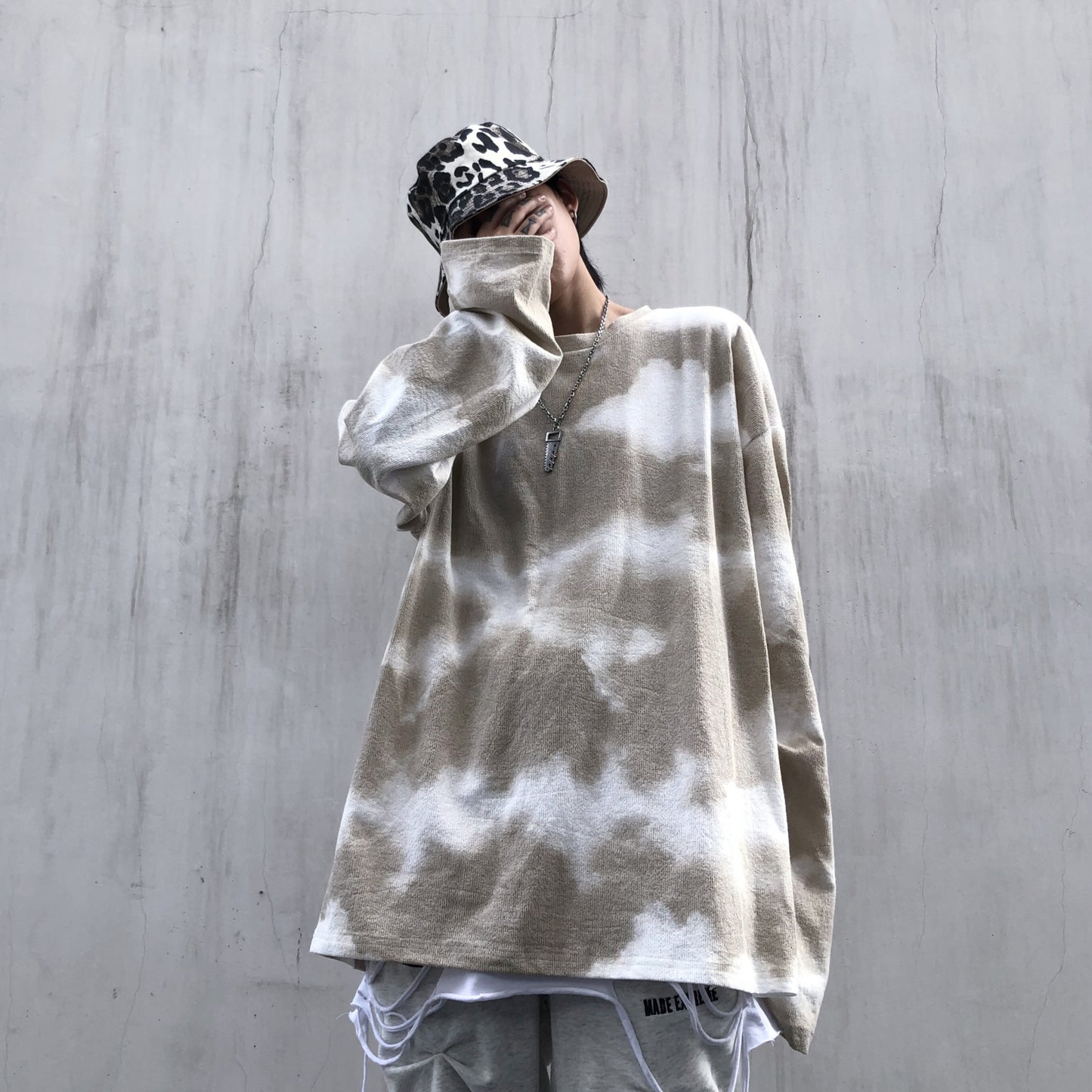 Men's Retro Tie-Dye Hip-Hop Crew Neck Sweater