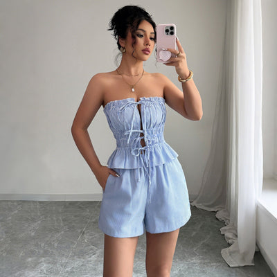 Tied Top Shorts Two-piece Suit Women's Clothing itouch exclusive botique