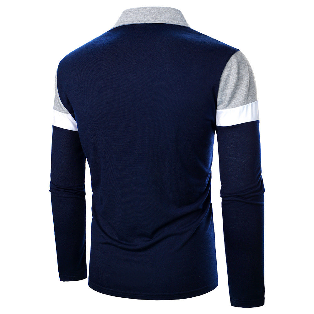 hree-color stitching fashion men's long sleeve