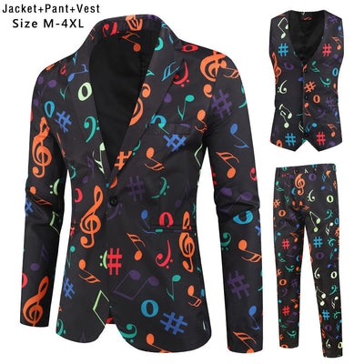 Men's Casual 3D Printing Suit Vest Trouser Suit itouch exclusive botique