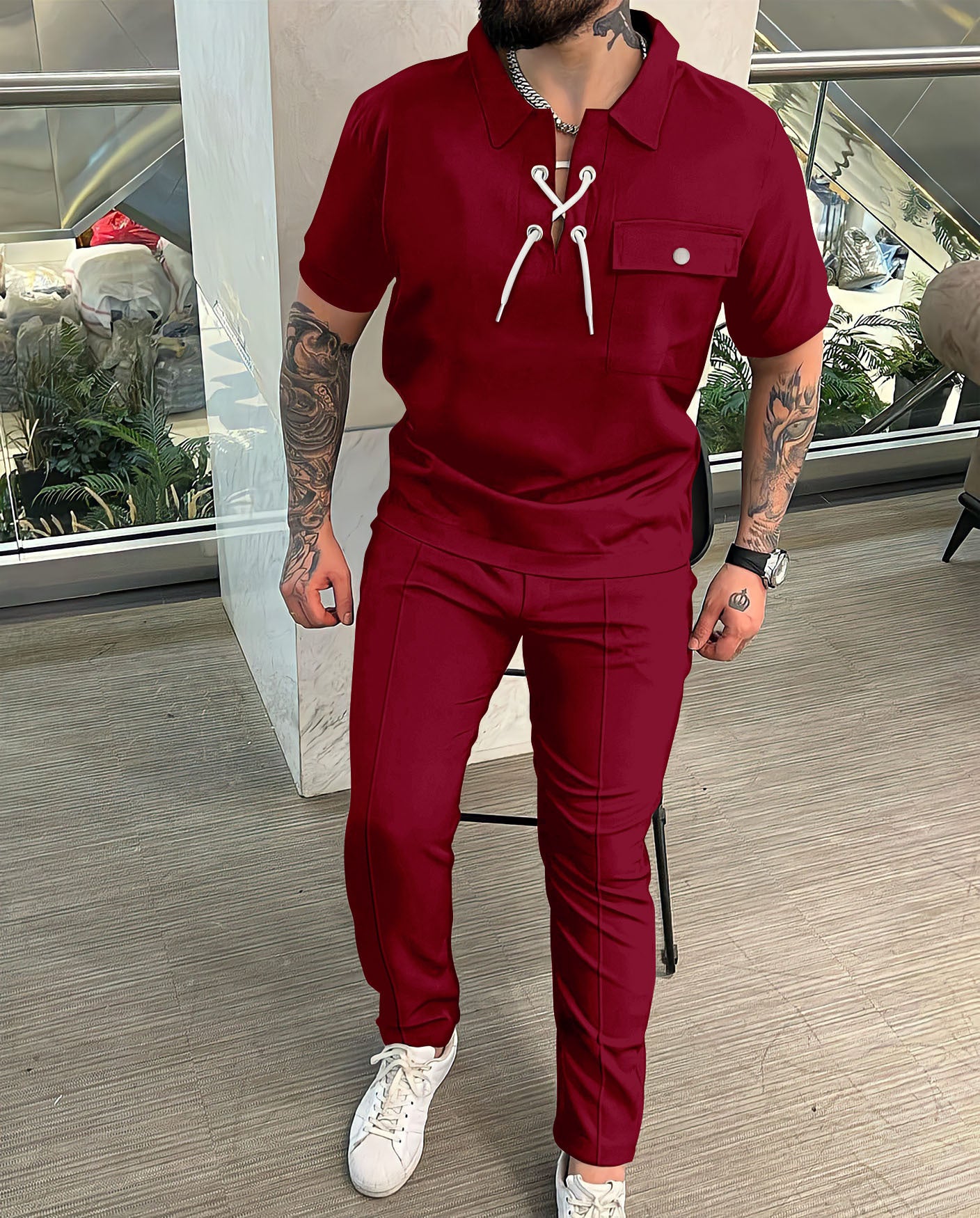 Men's Shirt Casual T-shirt Short Sleeve Trousers