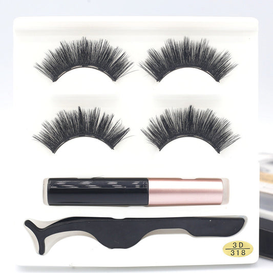 European  And American Foreign Trade Manufacturers Two Pairs of Thick Magnetic Eyeliner Set 3D Magnet False Eyelashes Direct Supply