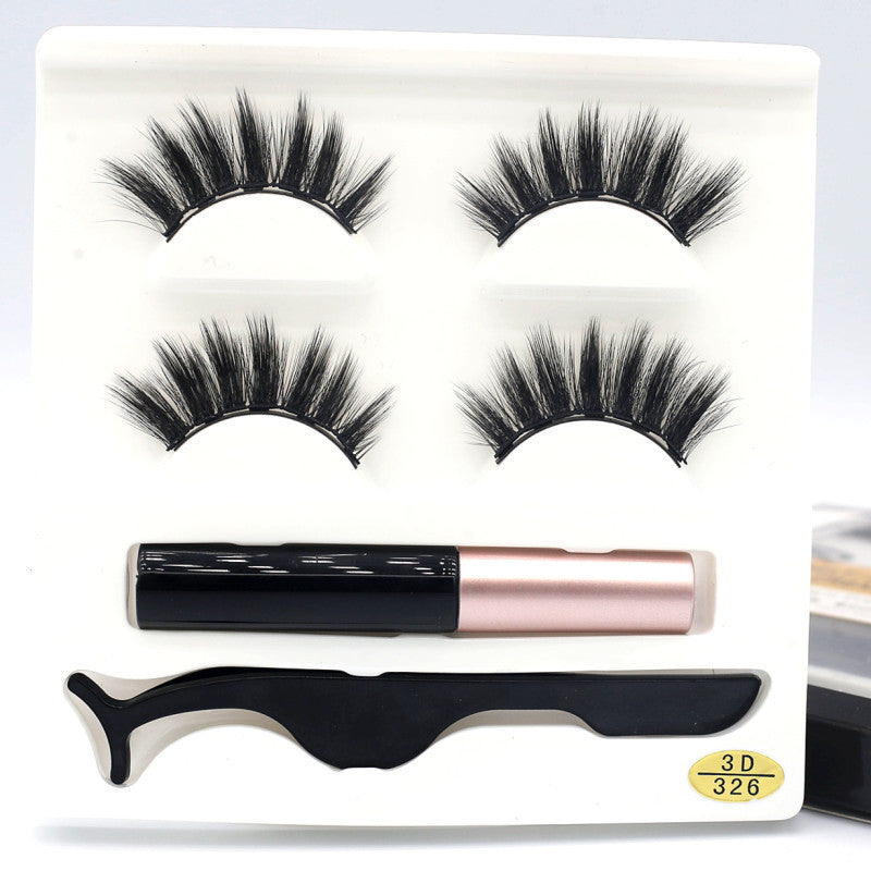 European  And American Foreign Trade Manufacturers Two Pairs of Thick Magnetic Eyeliner Set 3D Magnet False Eyelashes Direct Supply