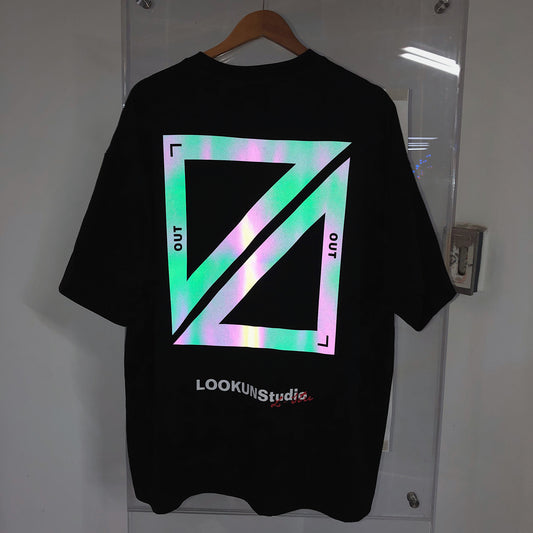 Laser colorful reflective short-sleeved T-shirt