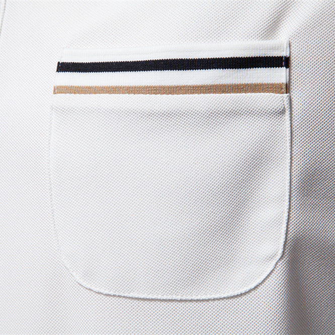Short-sleeved Polo Shirt Striped Lapel Business Casual Top Men
