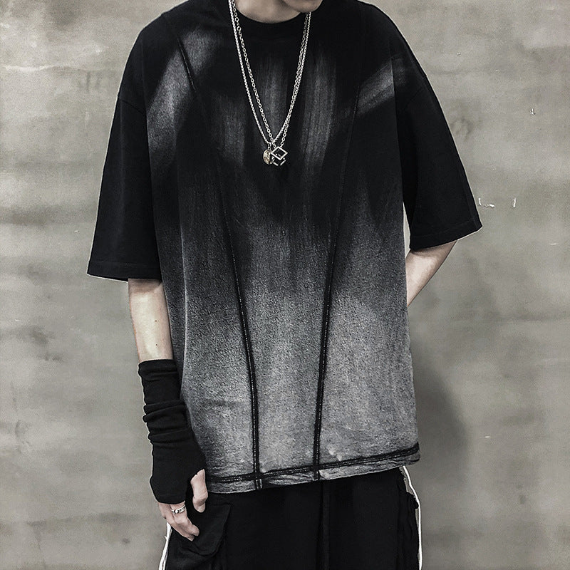 Dark water washing process short sleeve