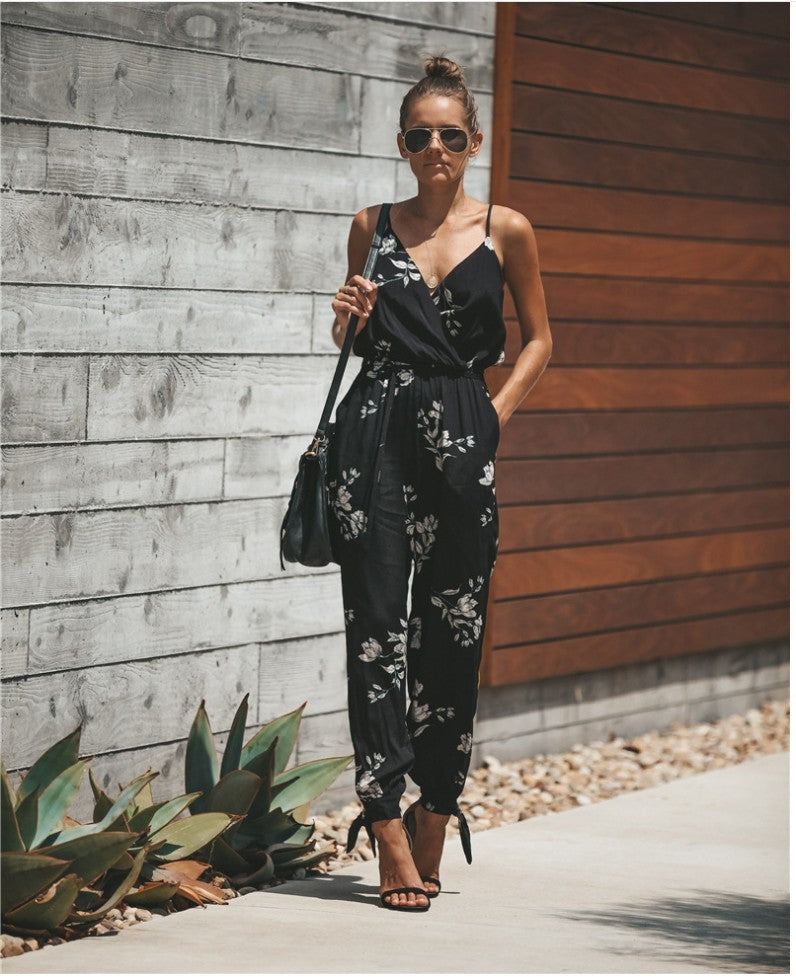 Women's Jumpsuit Flowers Print Spaghetti Strap Romper iTouch Exclusive Boutique