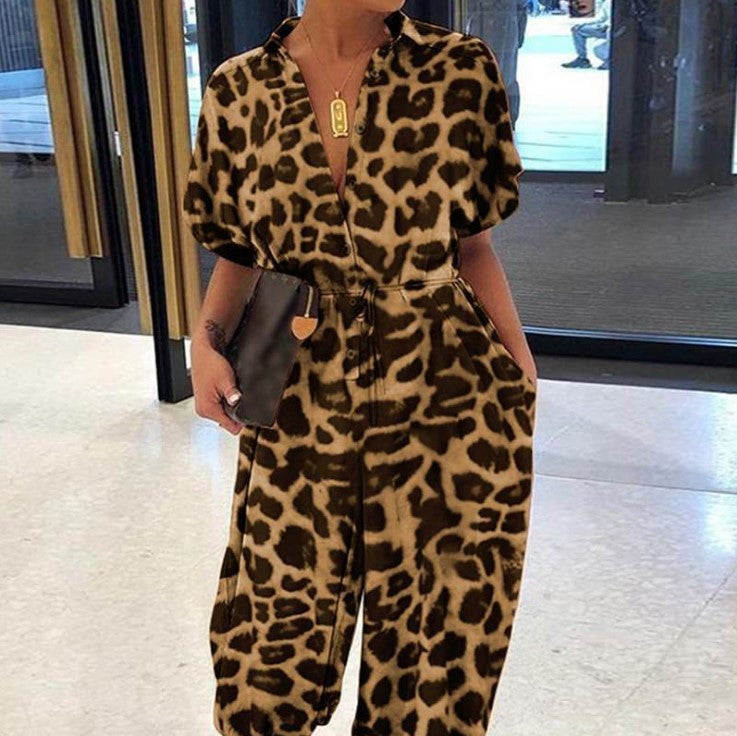 Retro women's short-sleeved button casual pants iTouch Exclusive Boutique