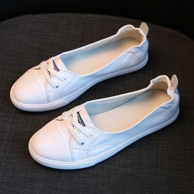 Leather White Shoes Women's Low-cut Flat Casual Shoes itouch exclusive botique