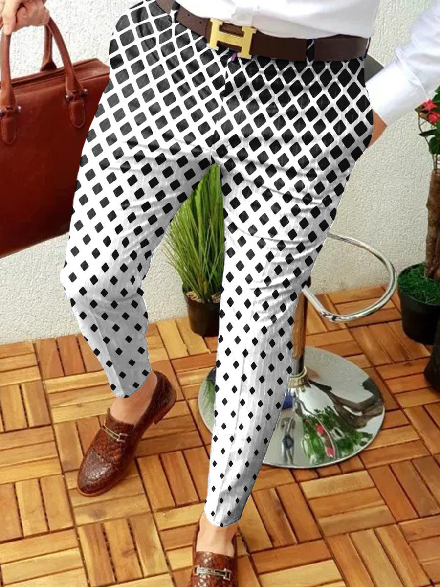 Casual Abstract Contrast Micro-stretch Trousers