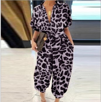 Retro women's short-sleeved button casual pants iTouch Exclusive Boutique