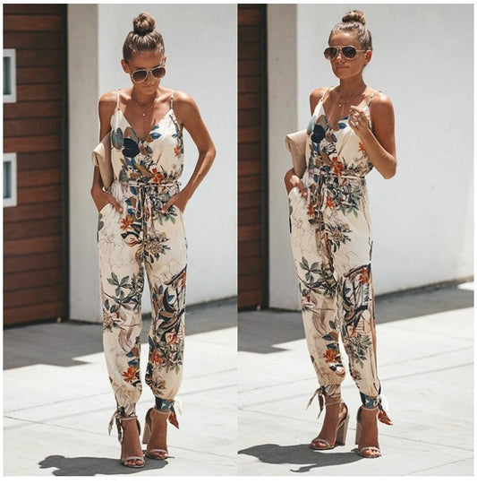 Women's Jumpsuit Flowers Print Spaghetti Strap Romper iTouch Exclusive Boutique