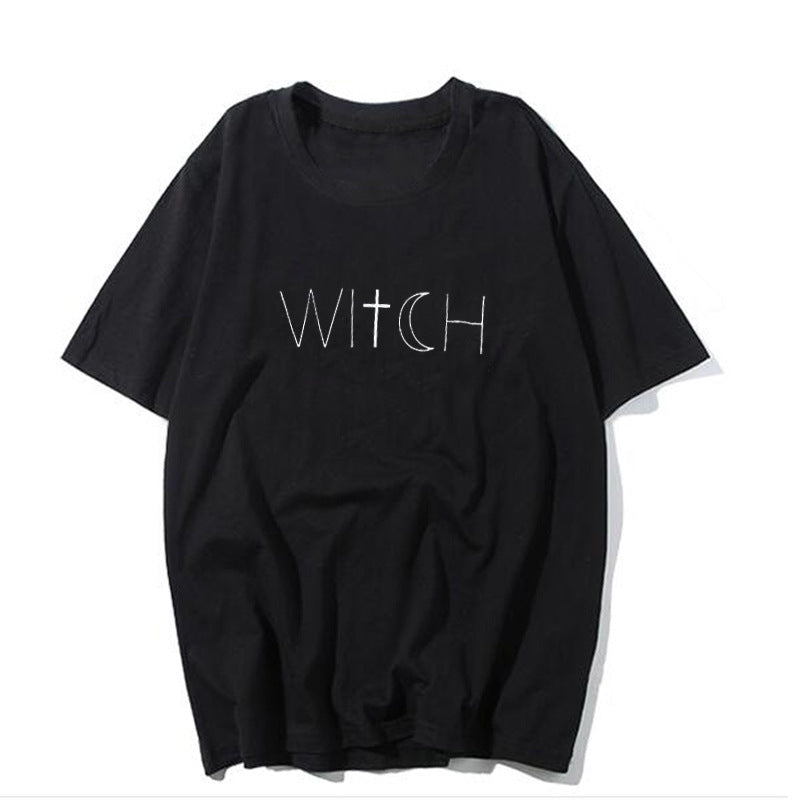 witch print casual T-shirt
