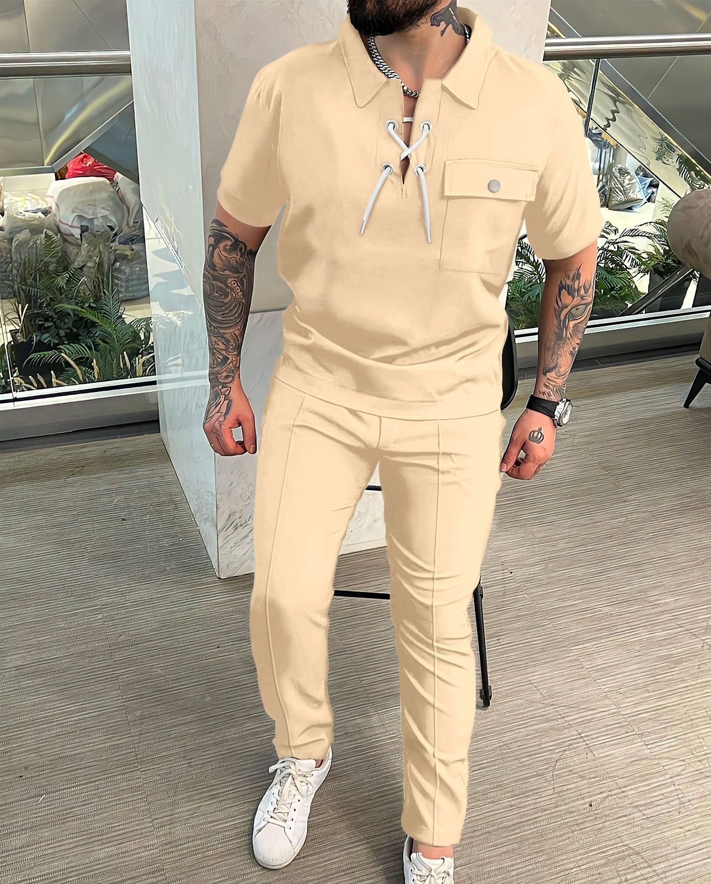 Men's Shirt Casual T-shirt Short Sleeve Trousers