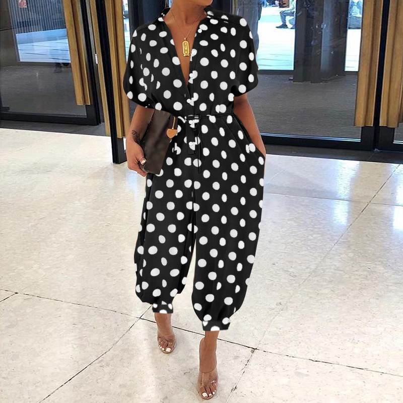 Retro women's short-sleeved button casual pants iTouch Exclusive Boutique