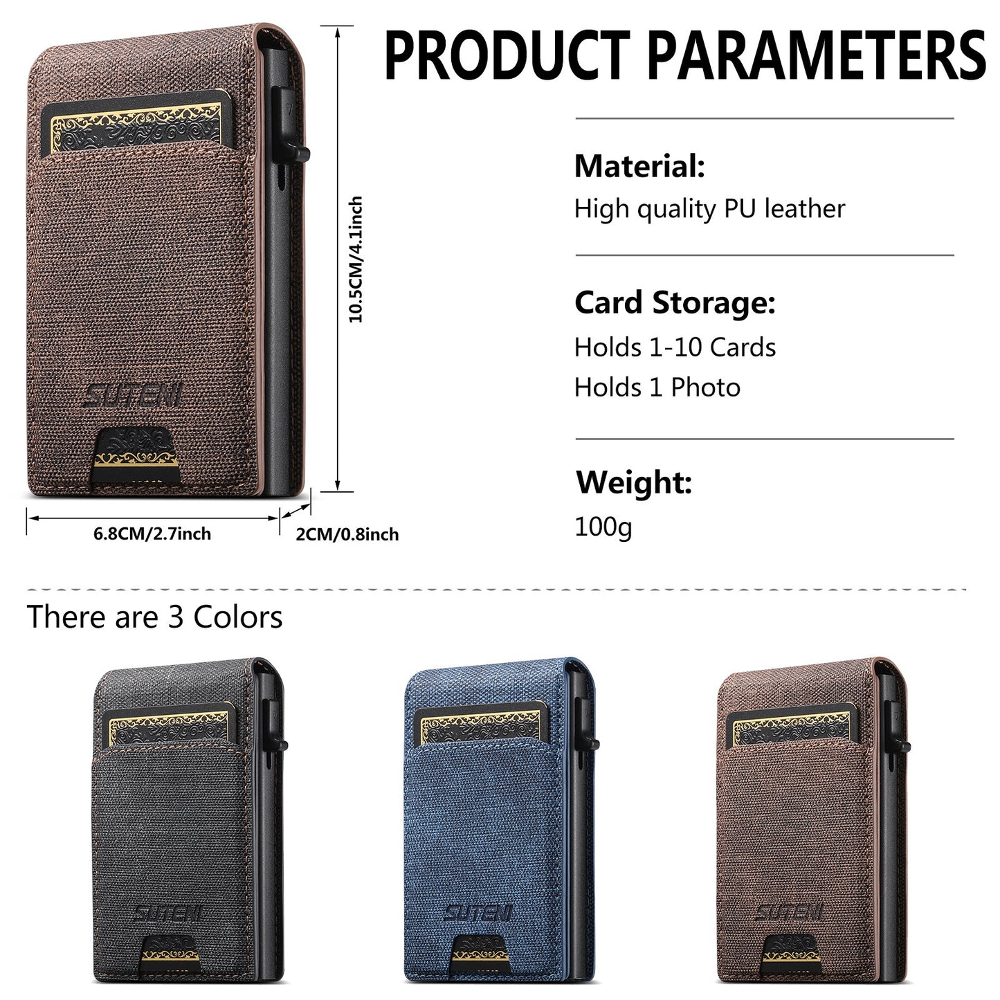 Men's Denim Grain Frosted Leather Card Box Wallet