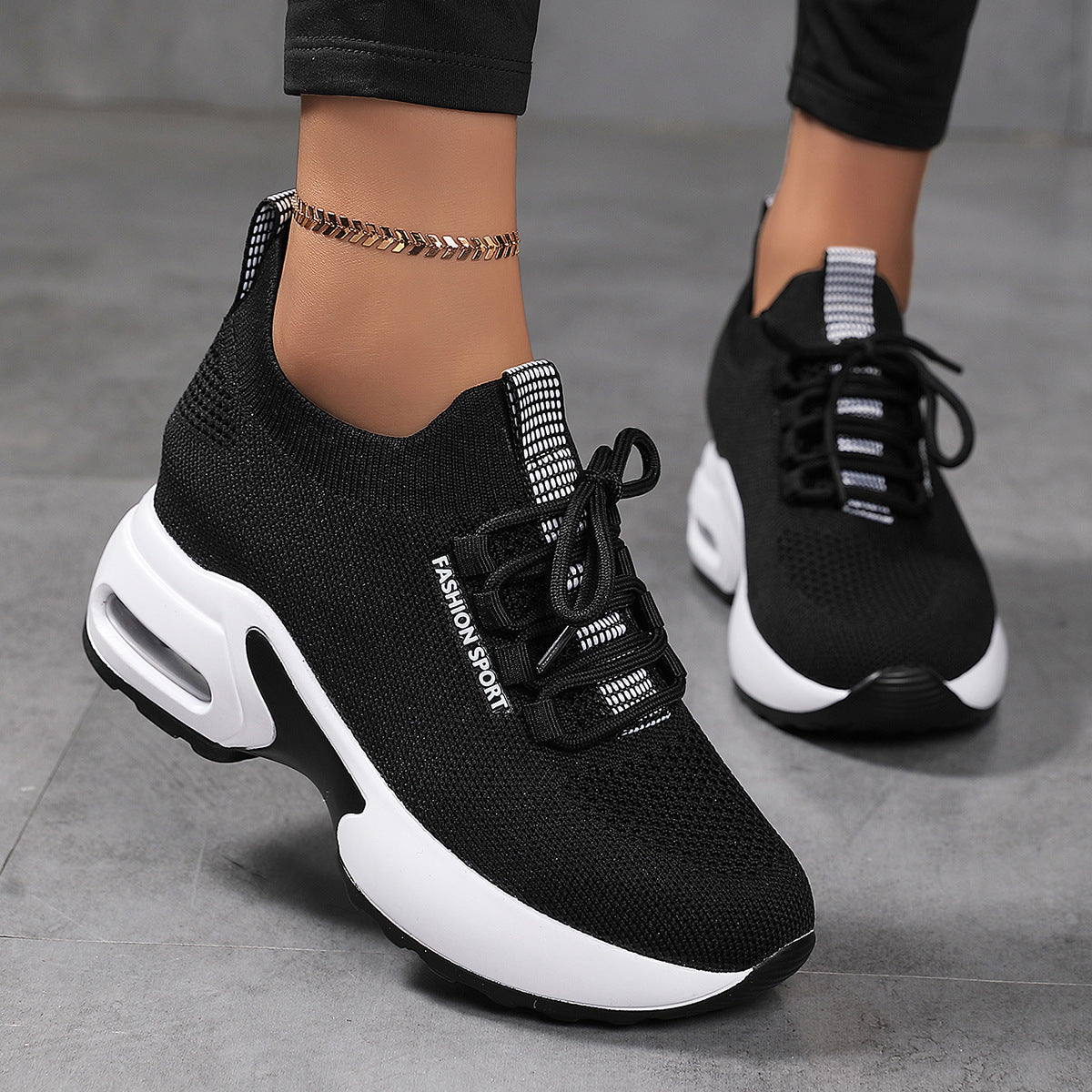 Fly-knit Sneakers Summer Height Increasing Insole Women's Mesh Casual Shoes