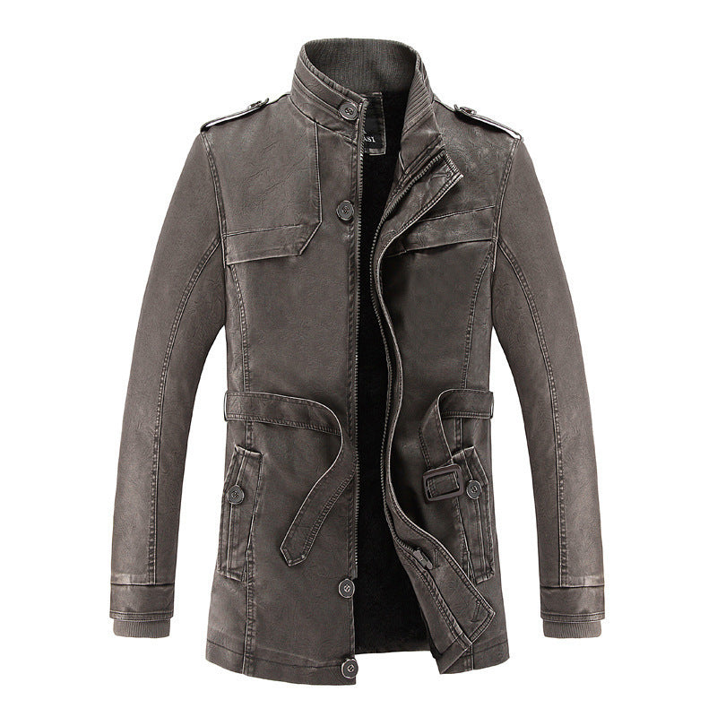 Men's Casual Stand Up Collar Korean Version PU Leather Jacket