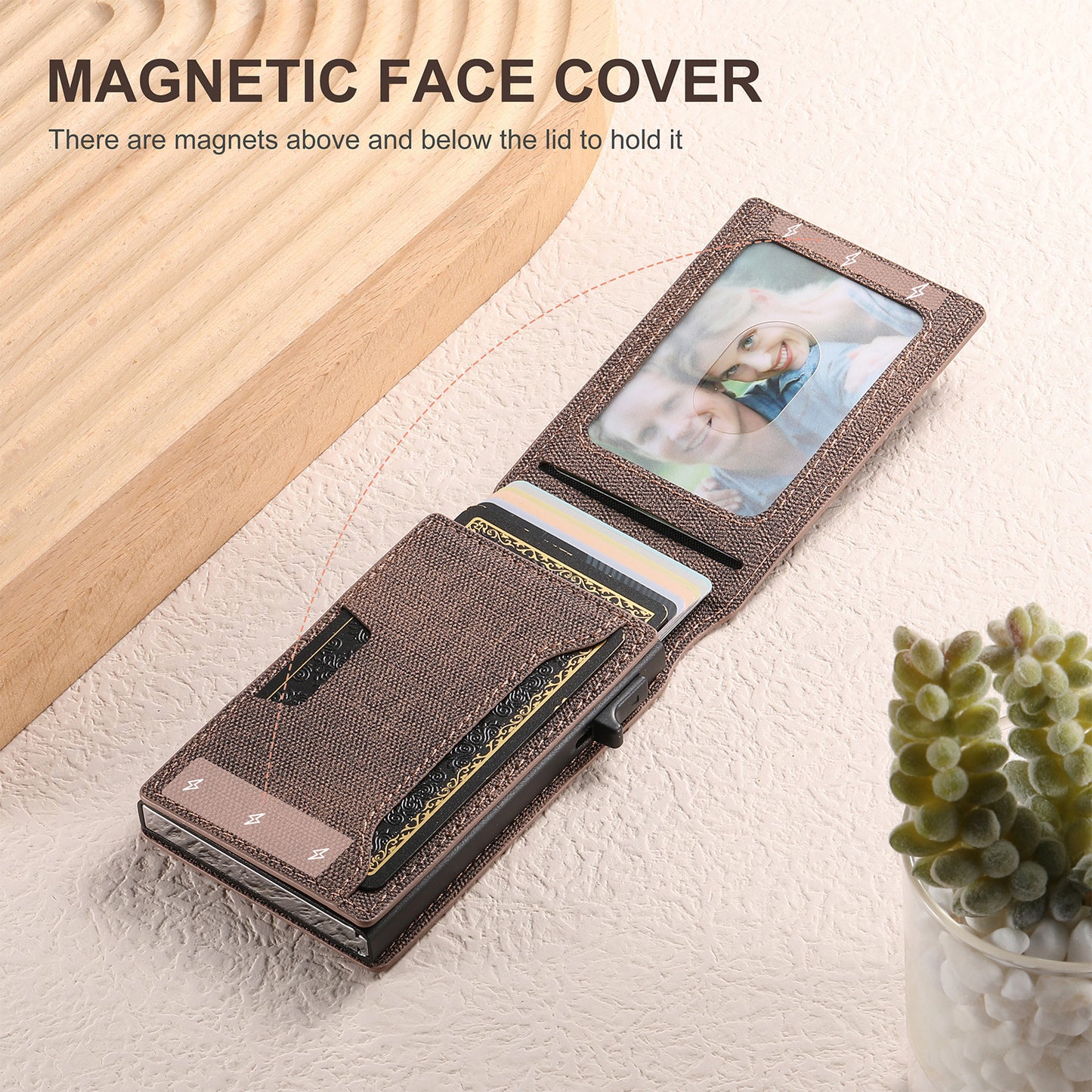 Men's Denim Grain Frosted Leather Card Box Wallet