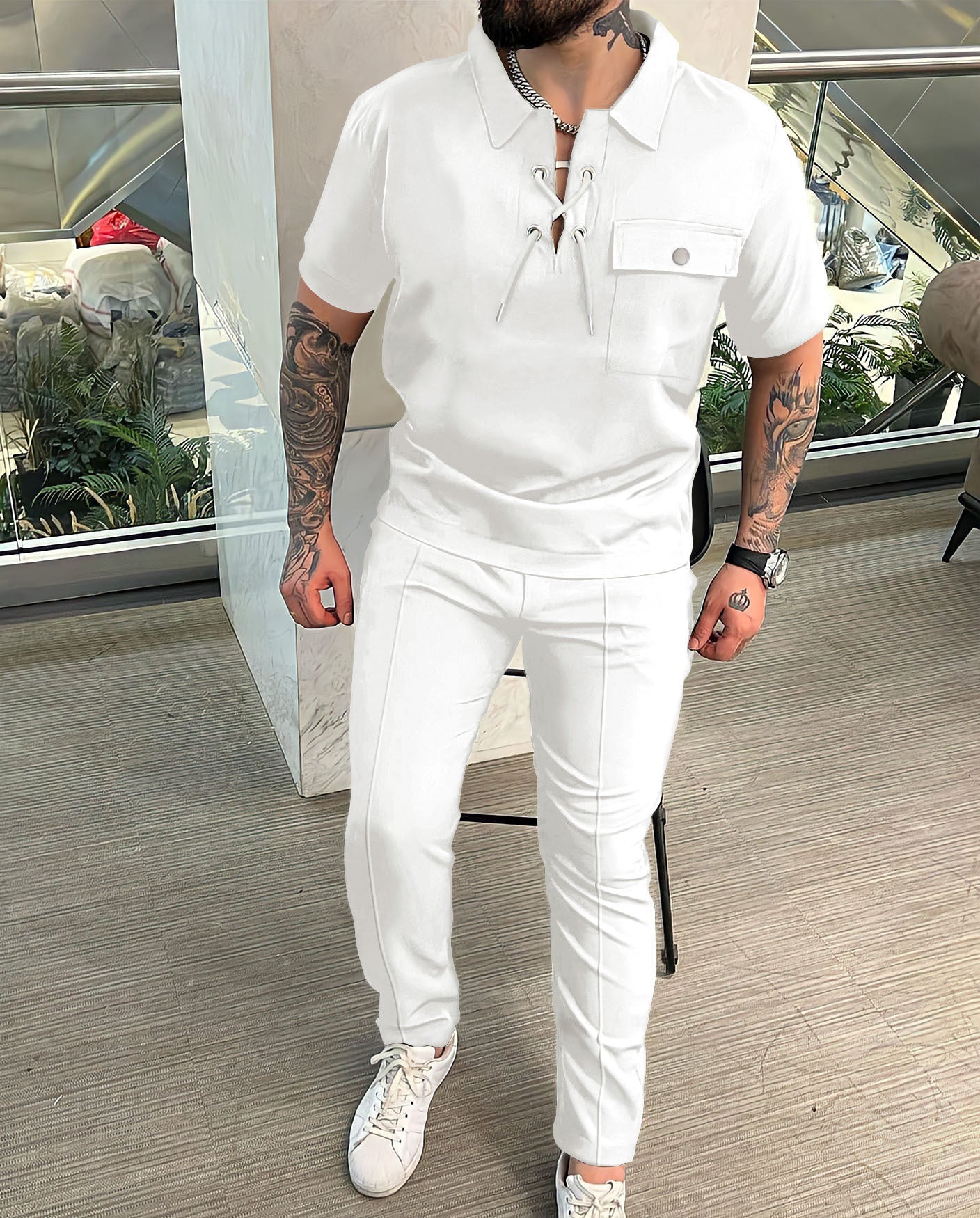 Men's Shirt Casual T-shirt Short Sleeve Trousers