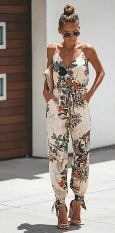 Women's Jumpsuit Flowers Print Spaghetti Strap Romper iTouch Exclusive Boutique