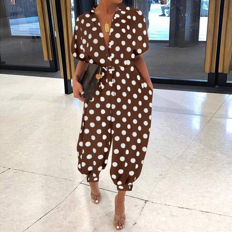 Retro women's short-sleeved button casual pants iTouch Exclusive Boutique