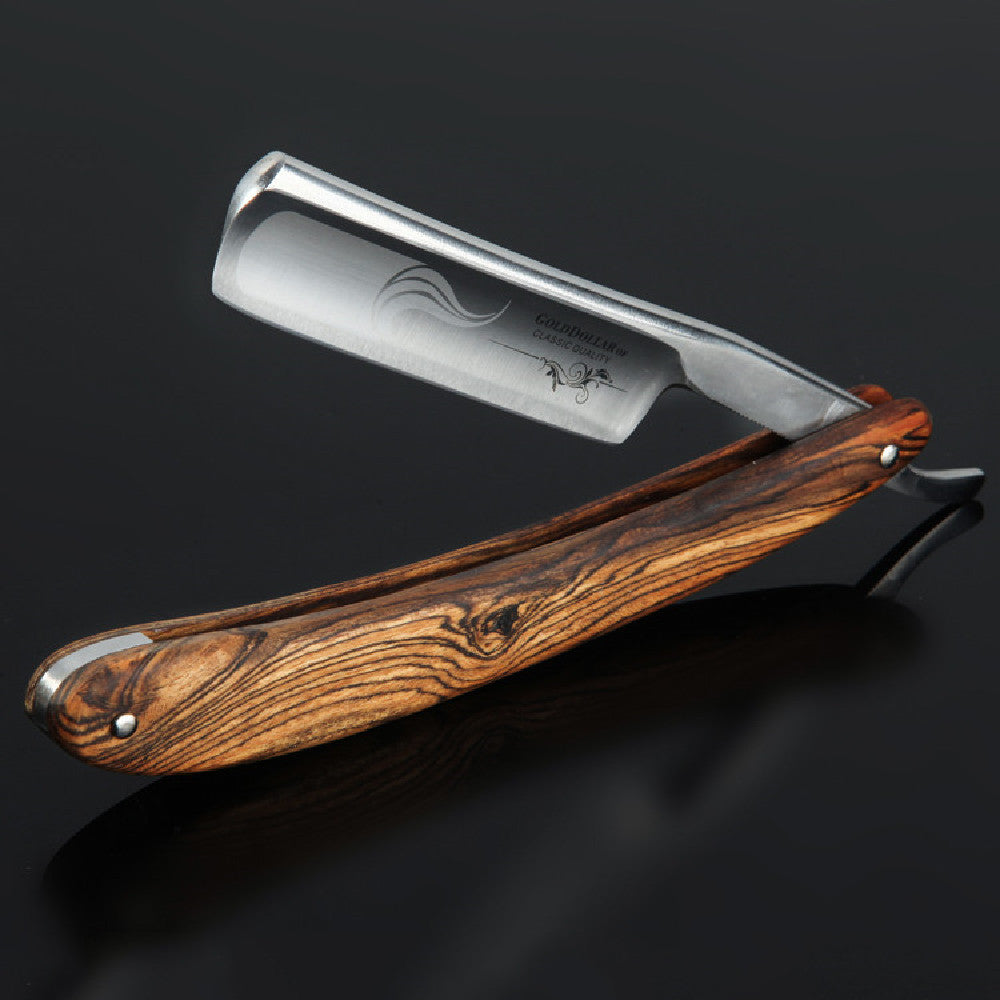 Vintage Shaving Razor With Wooden Handle